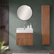 Mobile bagno sospeso cannettato 60 cm noce canaletto con specchio   Bali