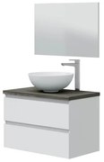 Mobile Da Bagno Sospeso 80 Cm 2 Cassetti Con Lavabo Da Appoggio Tokyo Bianco Lucido