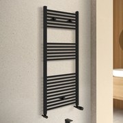 Termoarredo design nero opaco L 50x120 interasse 45 cm con Kit valvole