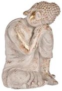 Statua Decorativa da Giardino Buddha Bianco/Dorato Poliresina (28,5 x 43,5 x 37 cm)