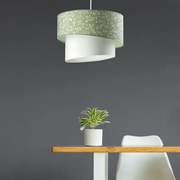 Lampadario Country charm Doppio cilindro sbieco bianco paralume bianco sporco e verde oliva E27 Ø40cm