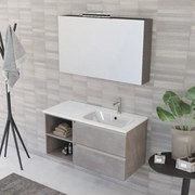 Mobile bagno sospeso 100 cm Master grigio con lavabo e specchio