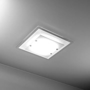 Plafoniera Moderna Tray Metallo E Vetro Bianco 2 Luci E27