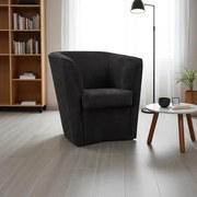 Poltrona nera imbottita in tessuto antimacchia stile moderno