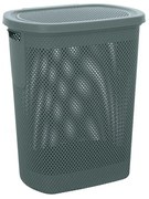 Cesto portabiancheria con coperchio in plastica blu avio 58 lt Kamala