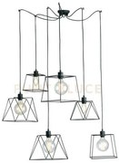 Sospensione brooklyn poligonale nera 6xe27 250cm i-brooklyn-s6