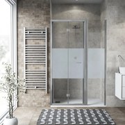 Porta doccia pieghevole Record L 110 x H 195 x P 0.6 cm in vetro serigrafato profilo cromo