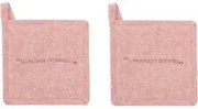 Set 2 presine 17x17 cm ruggine con scritta in misto cotone