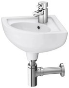 Lavabo angolare sospeso 44x36 cm salvaspazio in ceramica bianca lucida