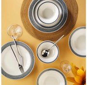 Set da tavola 12 pezzi bianco/nero/porcellana