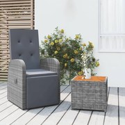 Set mobili giardino 2pz grigio polyrattan legno massello acacia