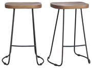 Set di 2 sgabelli da bar metallo nero e legno H65cm RUNKO