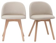 Sedie scandinave in tessuto naturale e legno massello di faggio (set di 2) CELESTE