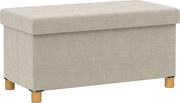 Panca Contenitore Pieghevole 67L 76x38x38cm Rivestimento Effetto Velluto Bianco Crema...