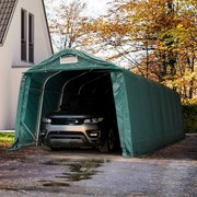 TOOLPORT 3,3x8,4m tenda garage, PVC 800, verde scuro, con statica (sottofondo in terra) - (49686)