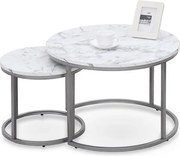Set di 2 Tavolini da caffè Paola effetto marmo/argento