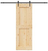 Porta Scorrevole Con Set Hardware 80x210 Cm Legno Massello Pino /