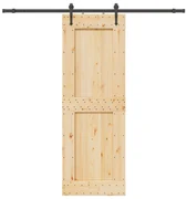 Porta Scorrevole Con Set Hardware 80x210 Cm Legno Massello Pino /