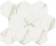 Mosaico in pietra Calacatta bianco e grigio e beige L 30.2 x L 30.2cm x Sp. 9 mm, 7 pezzi