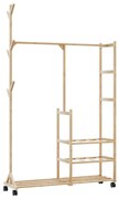 Appendiabiti Con Ripiani E Ruote 100x38x175,5 Cm İn Bambù /