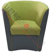 Poltrona vintage in tessuto similpelle verde CHESTERFIELD