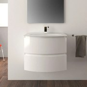 Mobile bagno con lavabo L 69 x H 55 x P 52 cm bianco lucido 2 cassetti per vasca centrale Vague