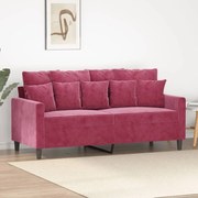 Divano A 2 Posti Rosso Vino 140 Cm İn Velluto /