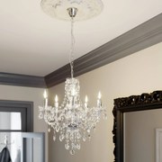 Lampadario a soffitto Merida Lindby, dimmerabile, Chiaro / Trasparente, Soggiorno / Sala da pranzo, Antico, Lampadario