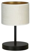 Lampada Da Tavolo 1 Luce Hilde In Acciaio Nero E Paralume In Tessuto Beige