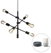 Lampada a sospensione industriale intelligente nera incl. 6 WiFi ST64 - Sydney