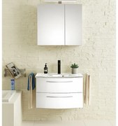 Mobile bagno sospeso con lavabo L 70 x H 48 x P 48 cm bianco lucido 2 cassetti per vasca centrale Image