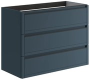 Mobile da bagno sotto lavabo Tratto blu opaco L 99.5 x H 78 x P 45.5 cm 3 cassetti, lavabo non incluso