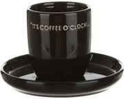 Tazzina caffè con piattino nero con scritta 135 ml