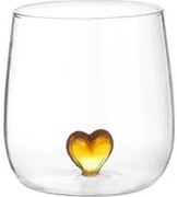 Bicchiere cuore ambra in vetro borosilicato, da 380 ml