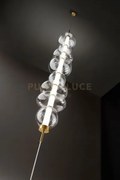 Piantana in metallo e vetro trasparente e oro spazzolato bubbles le...