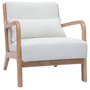 Sedia scandinava in tessuto effetto lana bouclé bianco e legno massello chiaro DERRY