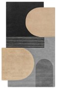 Tappeto nero e grigio in lana tessuto a mano 120x180 cm Lozenge Monochrome – Flair Rugs