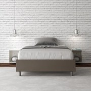 Letto Sommier con rete imbottito 140x210 similpelle cappuccino Azelia