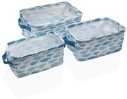 Set di Cestini Versa Aqua Pesci Tessile 18 x 14 x 28 cm 28 x 18 x 14 cm