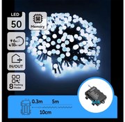 Aigostar -Catena LED natalizia da esterno 50xLED/8 funzioni 3xAA 5,3m IP44 bianco freddo