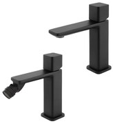 Set di rubinetti lavabo e bidet nero opaco con piletta Lotus