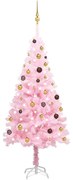 Albero di Natale Preilluminato con Palline Rosa in PVC, Albero di Natale Preilluminato con Palline Rosa 180 cm PVC III