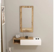 Mensola da parete + specchio VIEN bianco/pino atlantic