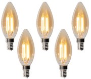 Set van 5 E14 dimbare LED lampen B35 goud 4W 450 lm 2200K