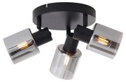 Plafoniera moderna nera con vetro fumé rotonda a 3 luci - Cilin