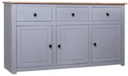 Credenza grigia 135x40x80 cm in legno massello di pino panama