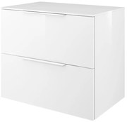 Mobile da bagno sotto lavabo Neo bianco laccato lucido L 75 x H 65 x P 48 cm 2 cassetti, lavabo non incluso