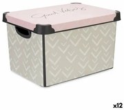 Scatola portaoggetti con coperchio Vibes Frecce Rosa Plastica 17 L 28 x 22 x 37 cm (12 Unità)