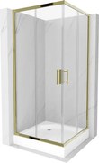 Mexen Rio cabina doccia quadrata 90 x 90 cm, trasparente, oro + piatto Rio, bianco - 860-090-090-50-00-4510