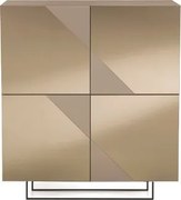 Madia credenza 4 ante in vetro specchio Bronzo e cassa Tortora ARTE 120 con piedini sagomati